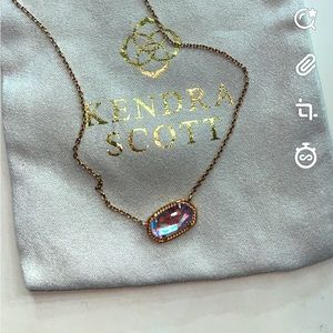 Kendra Scott Elisa necklace, dichroic glass in a rose gold setting.